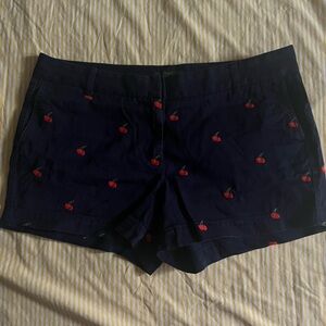 J.Crew Chino shorts with embroidered cherries, size 12, 3-inch inseam